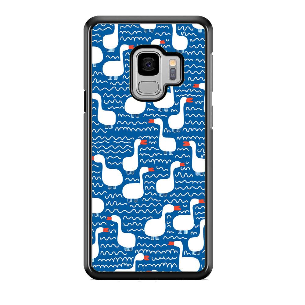 Hand Draw Swan Patern Samsung Galaxy S9 Case-Rubber Black (2D Case)-Oxvistore