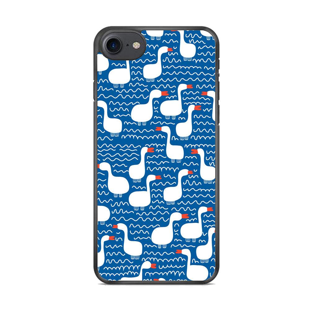 Hand Draw Swan Patern iPhone 7 Case-Rubber Black (2D Case)-Oxvistore