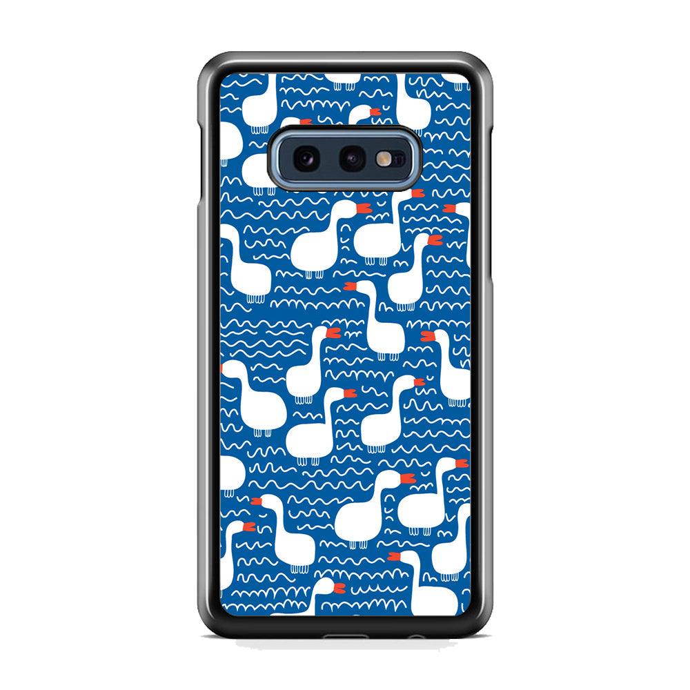 Hand Draw Swan Patern Samsung Galaxy S10E Case-Rubber Black (2D Case)-Oxvistore