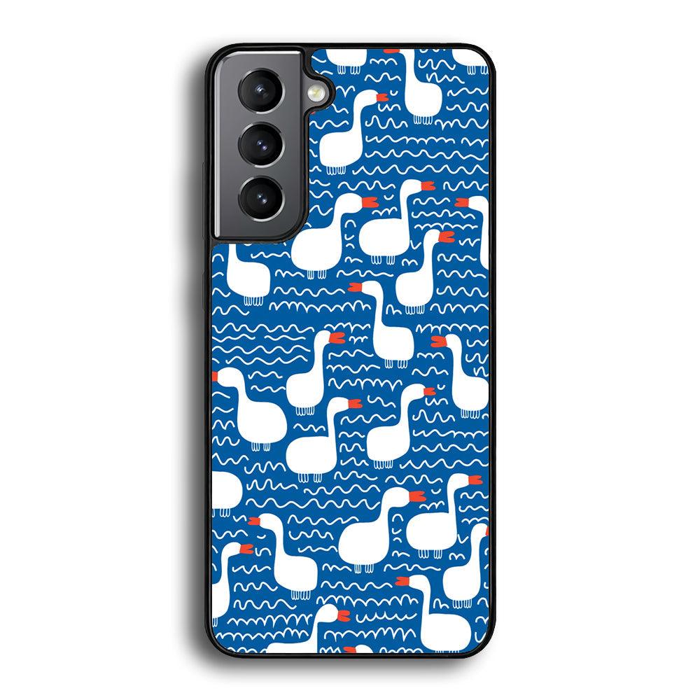 Hand Draw Swan Patern Samsung Galaxy S22 Plus Case-Rubber Black (2D Case)-Oxvistore