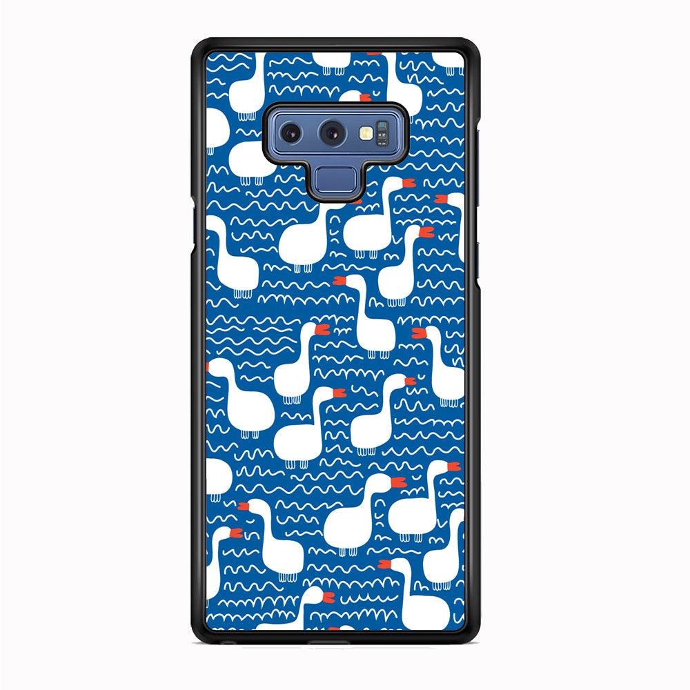 Hand Draw Swan Patern Samsung Galaxy Note 9 Case-Rubber White (2D Case)-Oxvistore