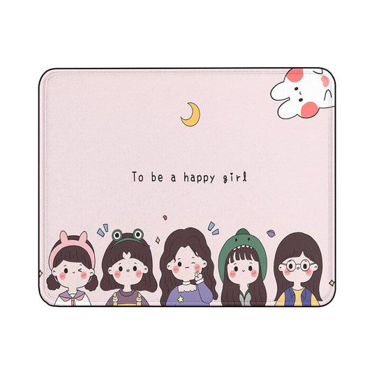 Happy Girl Cute Cartoon Mouse Pads | Custom Mouse Pad with Non-Slip Rubber Base