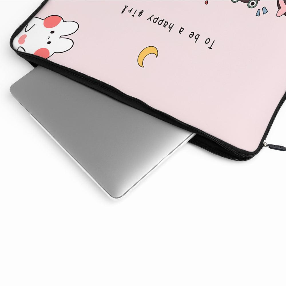 Happy Girl Cute Cartoon Laptop Sleeve Protective Cover-Oxvistore