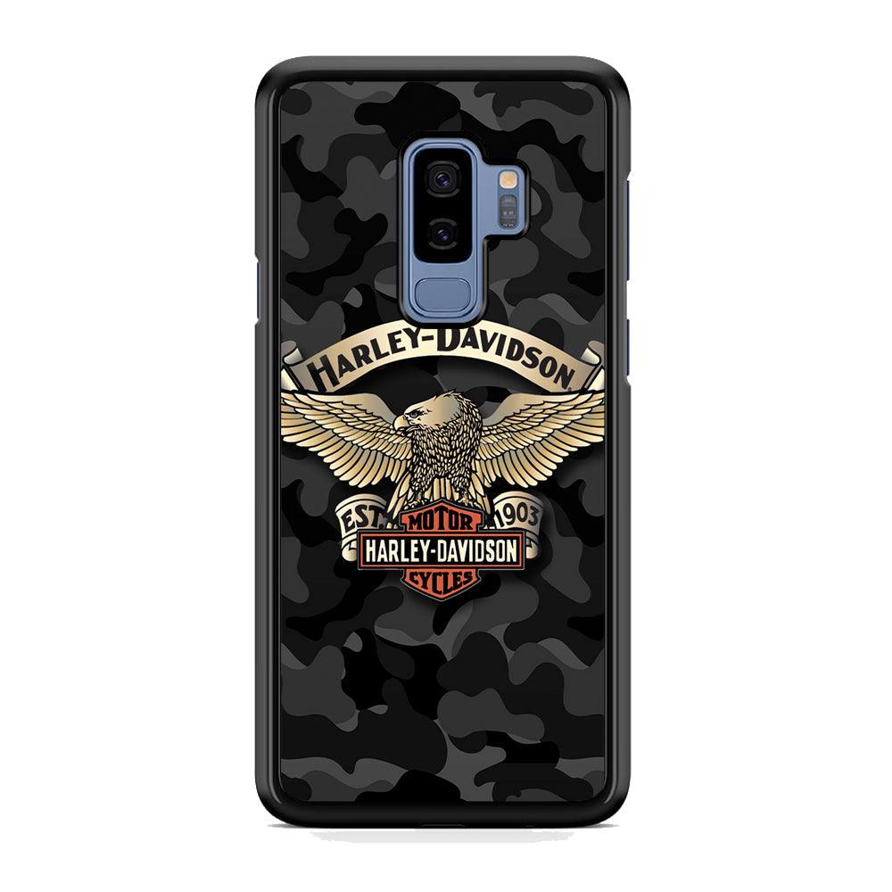 Harley Davidson Black Camoflage Samsung Galaxy S9 Plus Case-Rubber Black (2D Case)-Oxvistore