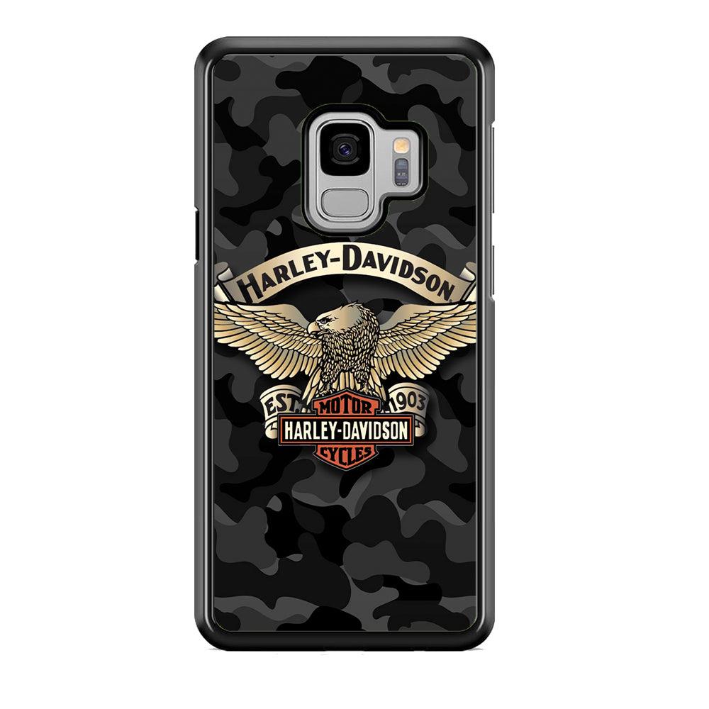 Harley Davidson Black Camoflage Samsung Galaxy S9 Case-Rubber Black (2D Case)-Oxvistore