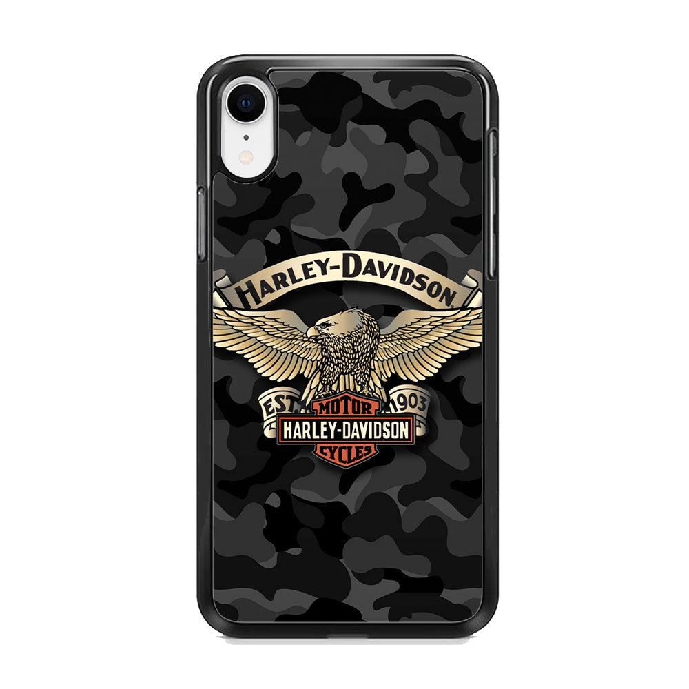 Harley Davidson Black Camoflage iPhone XR Case-Rubber Black (2D Case)-Oxvistore