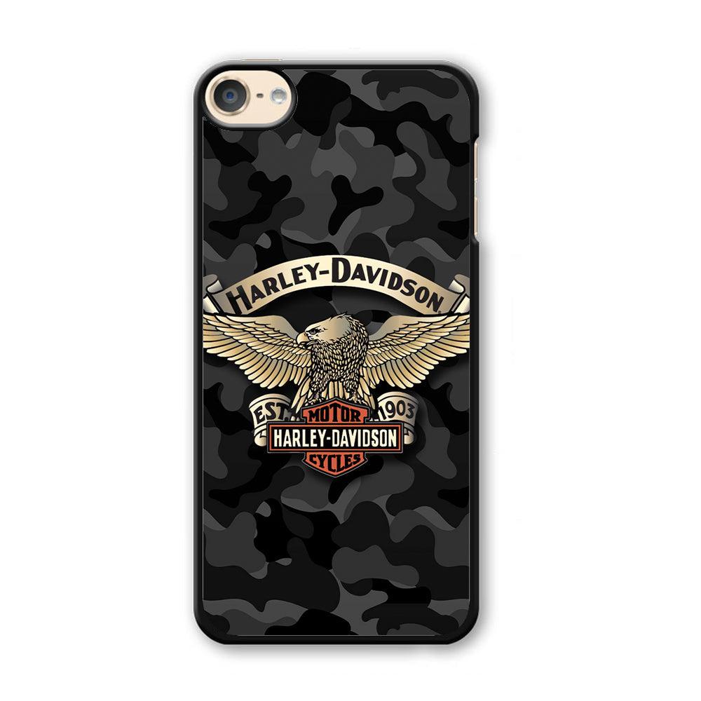 Harley Davidson Black Camoflage iPod Touch 6 Case-Plastic Black (2D Case)-Oxvistore
