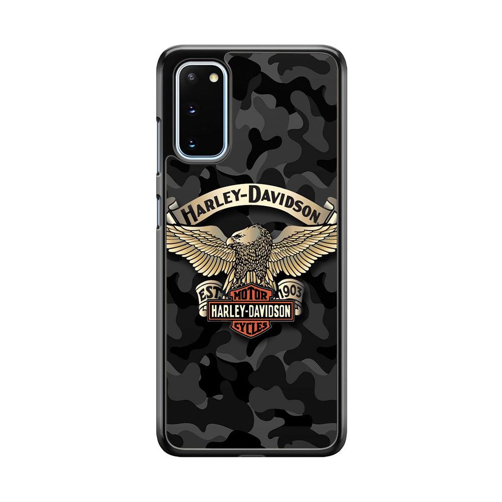Harley Davidson Black Camoflage Samsung Galaxy S20 Case-Rubber Black (2D Case)-Oxvistore