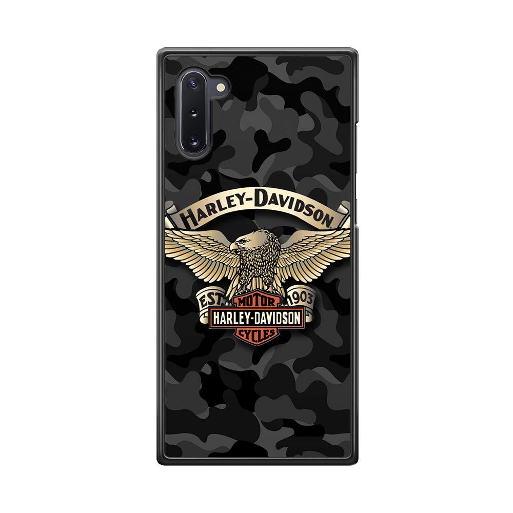 Harley Davidson Black Camoflage Samsung Galaxy Note 10 Case-Rubber Black (2D Case)-Oxvistore