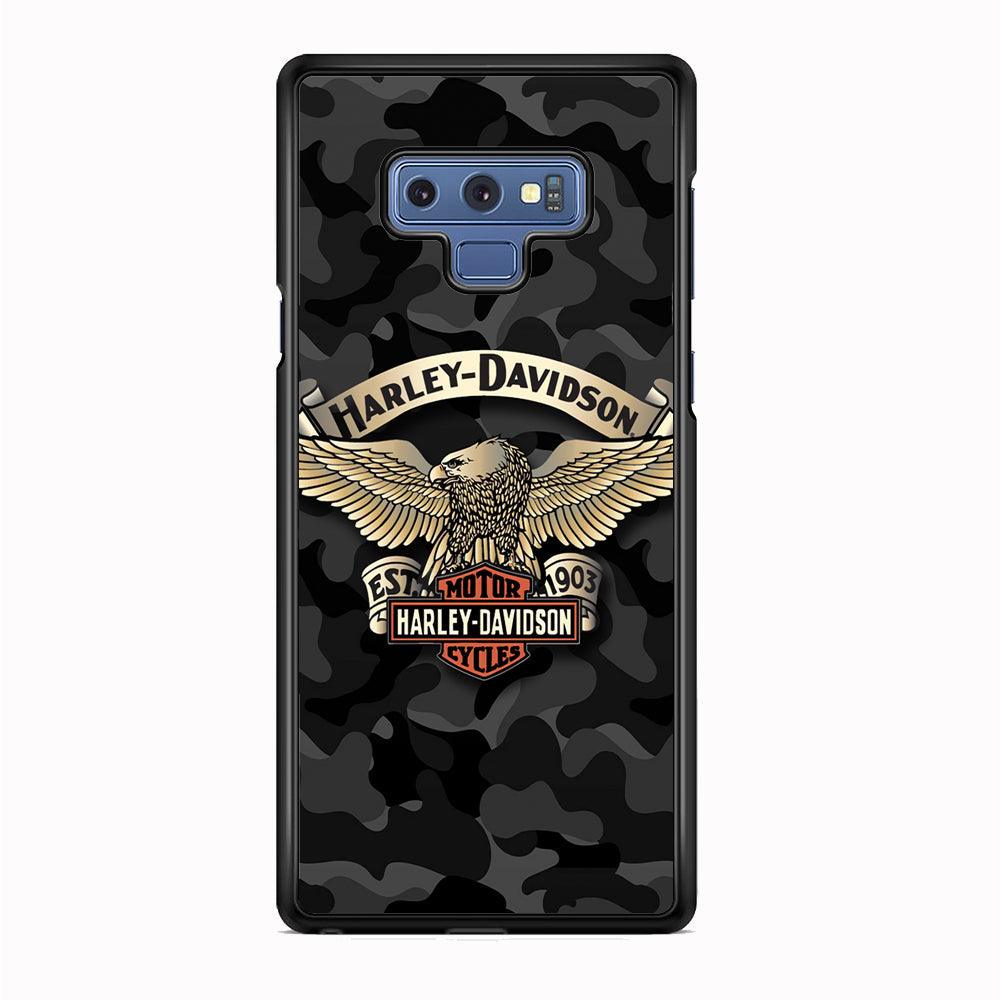 Harley Davidson Black Camoflage Samsung Galaxy Note 9 Case-Rubber Black (2D Case)-Oxvistore