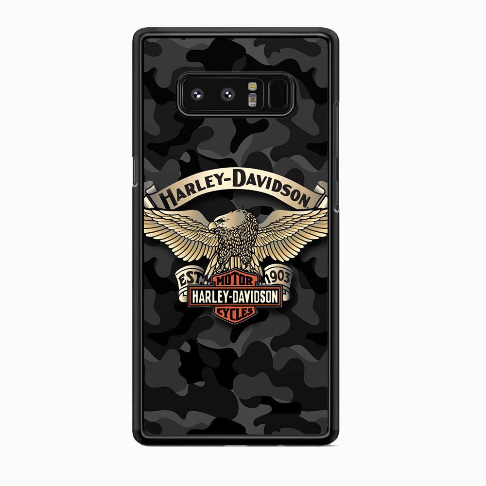 Harley Davidson Black Camoflage Samsung Galaxy Note 8 Case-Rubber Black (2D Case)-Oxvistore