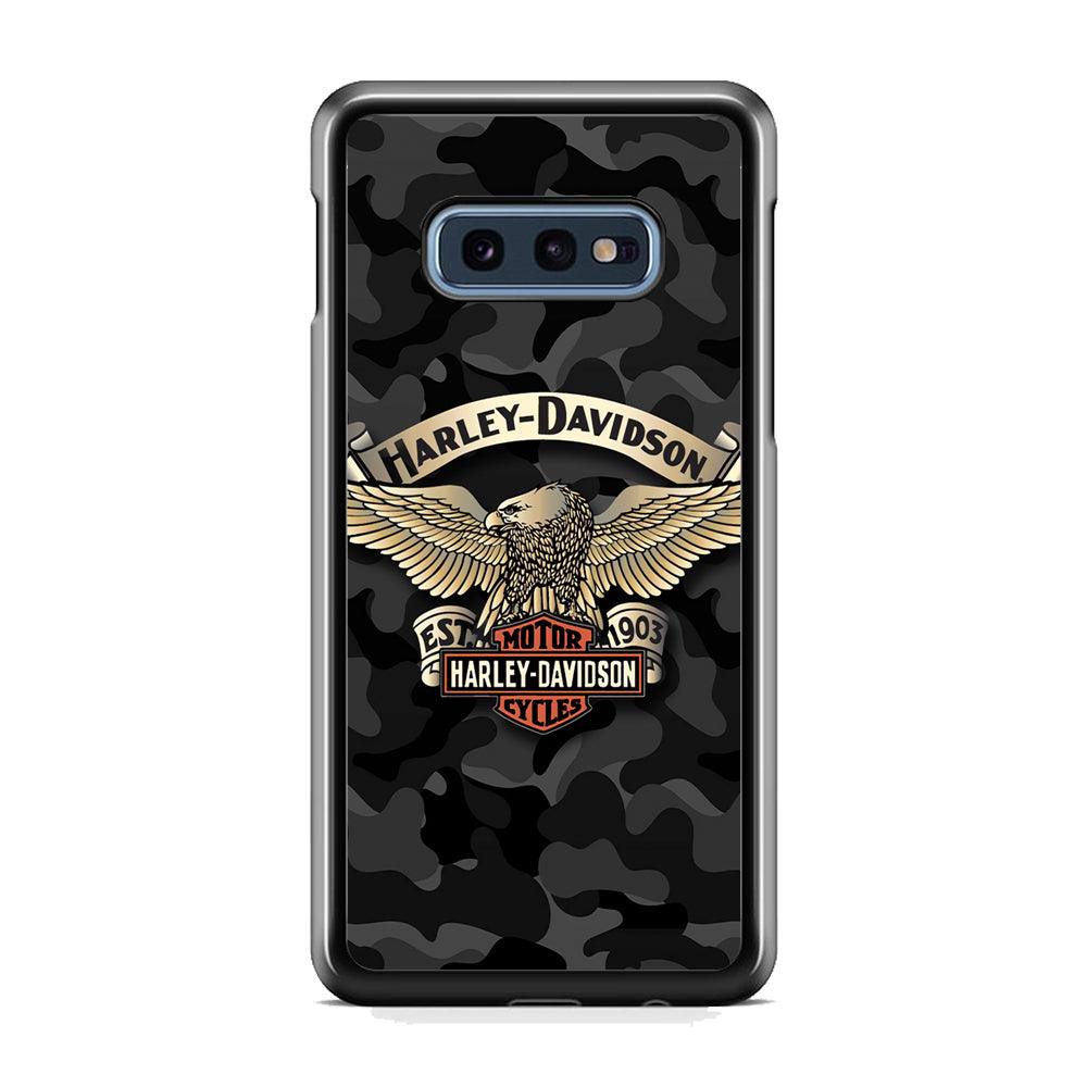 Harley Davidson Black Camoflage Samsung Galaxy S10E Case-Rubber Black (2D Case)-Oxvistore