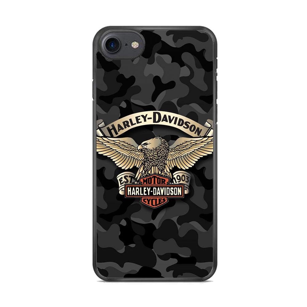 Harley Davidson Black Camoflage iPhone 8 Case-Rubber Black (2D Case)-Oxvistore
