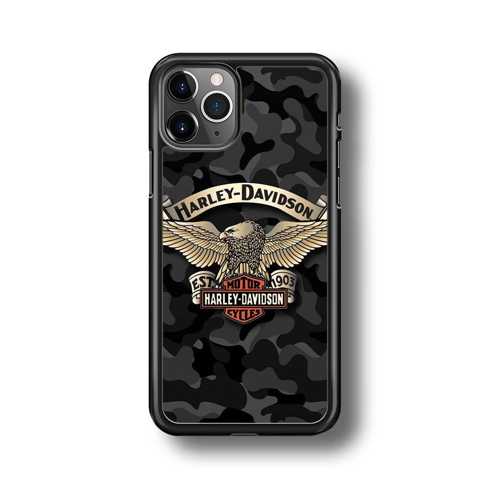 Harley Davidson Black Camoflage iPhone 11 Pro Case-Rubber Black (2D Case)-Oxvistore