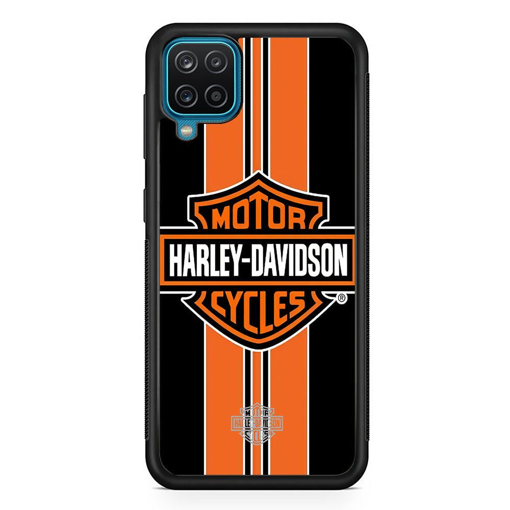 Harley Davidson Black Wide Samsung Galaxy A12 Case-Rubber Black (2D Case)-Oxvistore