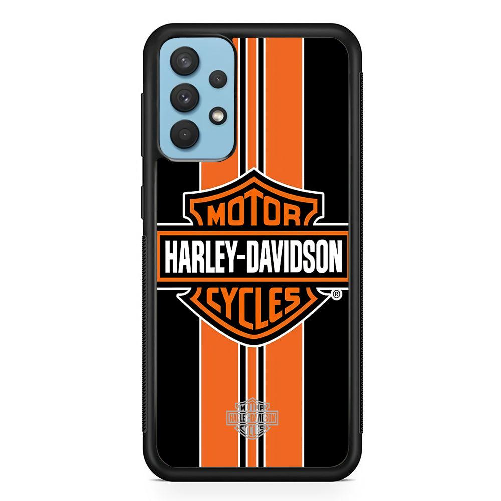 Harley Davidson Black Wide Samsung Galaxy A32 Case-Rubber Black (2D Case)-Oxvistore
