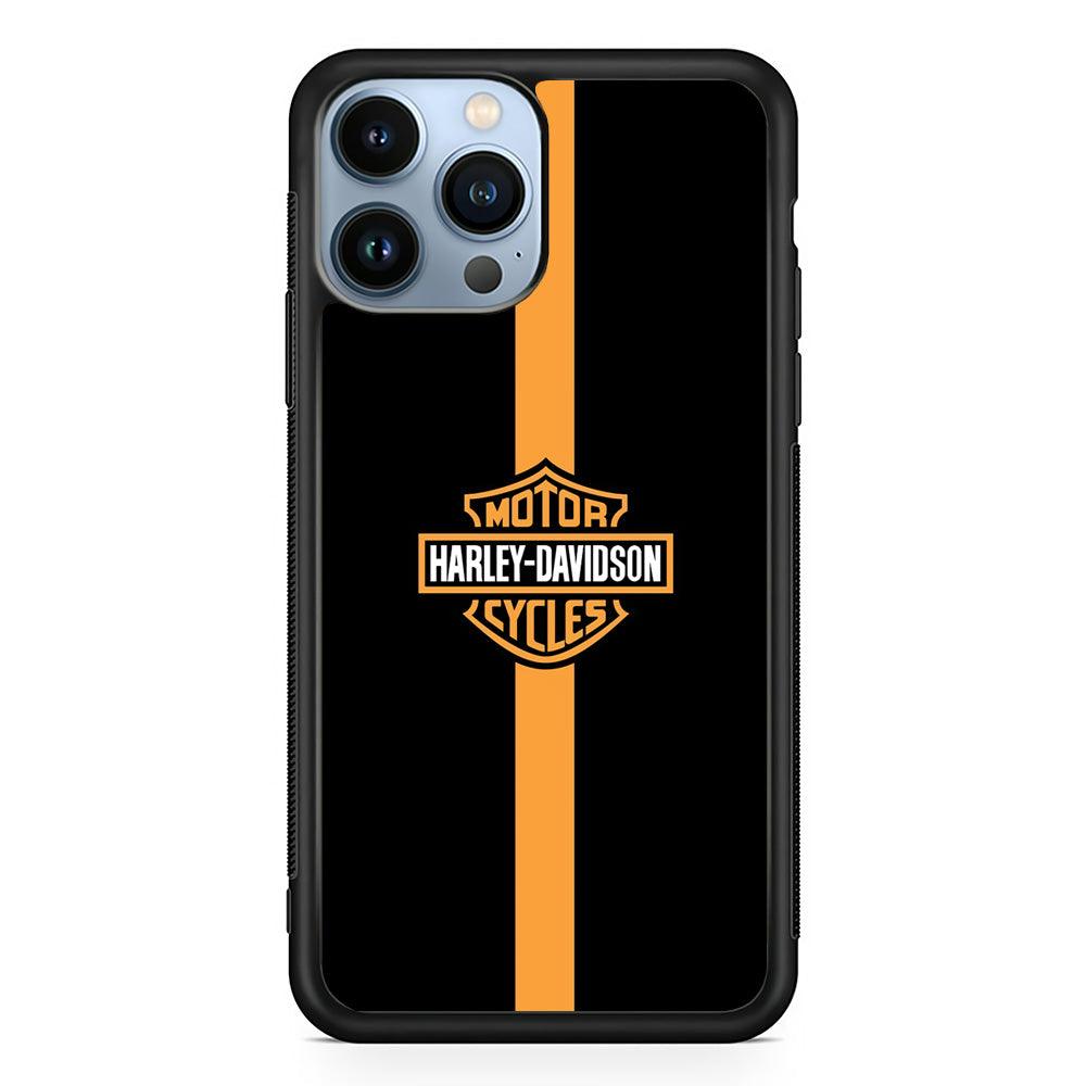 Harley Davidson Center Line iPhone 14 Pro Max Case-Rubber Black (2D Case)-Oxvistore