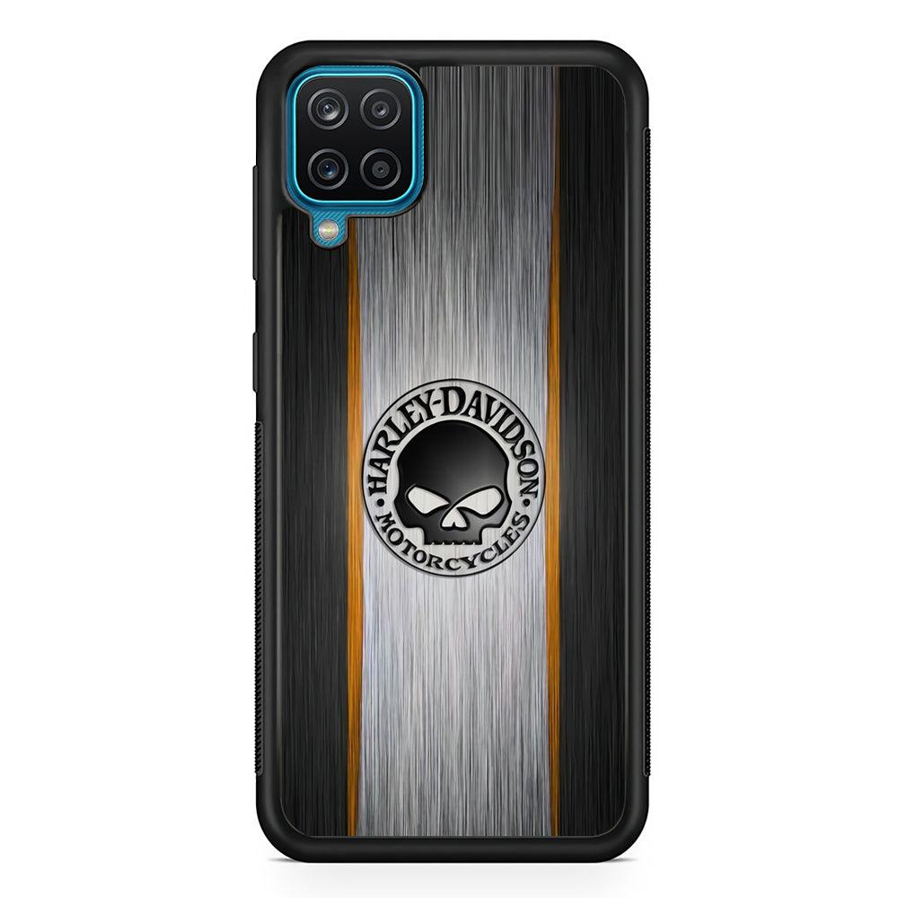 Harley Davidson Circle Emblem Samsung Galaxy A12 Case-Rubber Black (2D Case)-Oxvistore