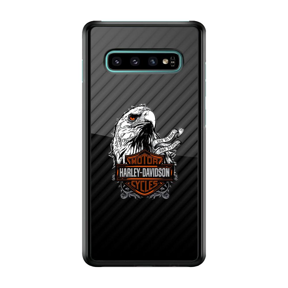 Harley Davidson Dashing Like an Eagle Samsung Galaxy S10 Case-Rubber Black (2D Case)-Oxvistore