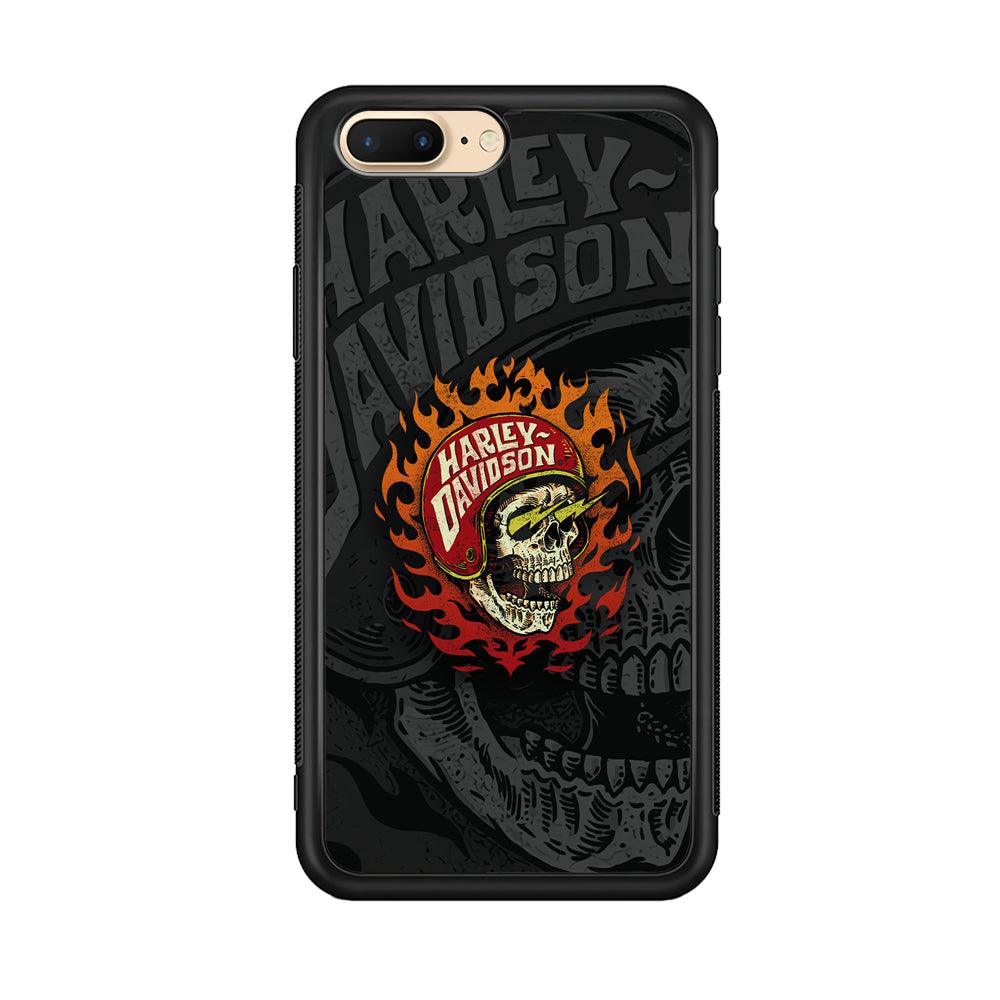 Harley Davidson Flaming Rider iPhone 8 Plus Case-Rubber Black (2D Case)-Oxvistore