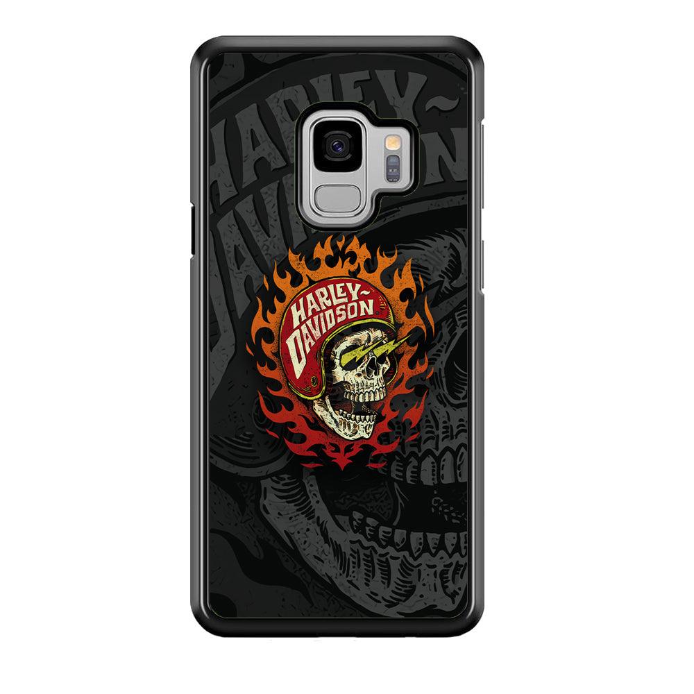 Harley Davidson Flaming Rider Samsung Galaxy S9 Case-Rubber Black (2D Case)-Oxvistore
