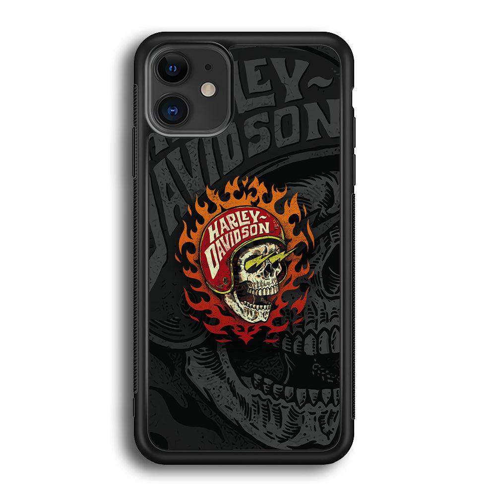 Harley Davidson Flaming Rider iPhone 12 Case-Rubber Black (2D Case)-Oxvistore