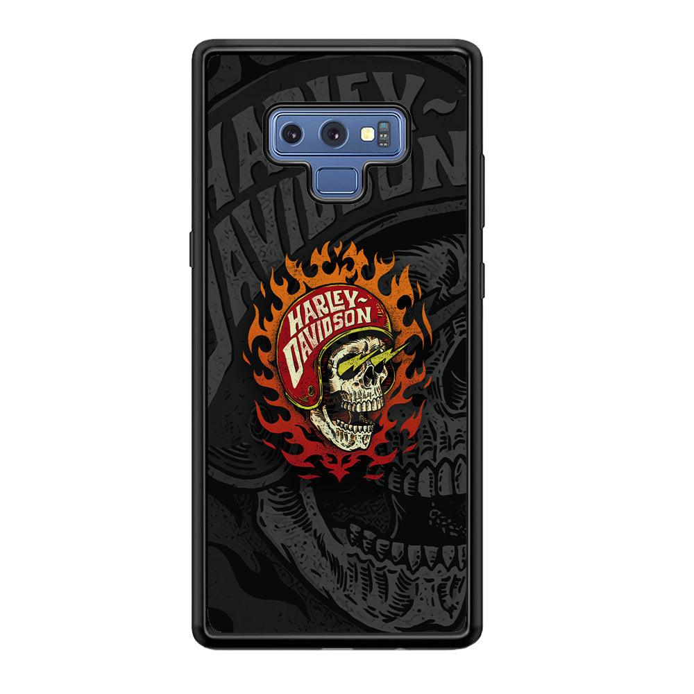 Harley Davidson Flaming Rider Samsung Galaxy Note 9 Case-Rubber Black (2D Case)-Oxvistore