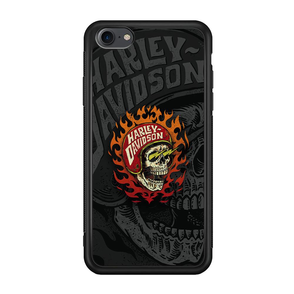 Harley Davidson Flaming Rider iPhone 8 Case-Rubber Black (2D Case)-Oxvistore