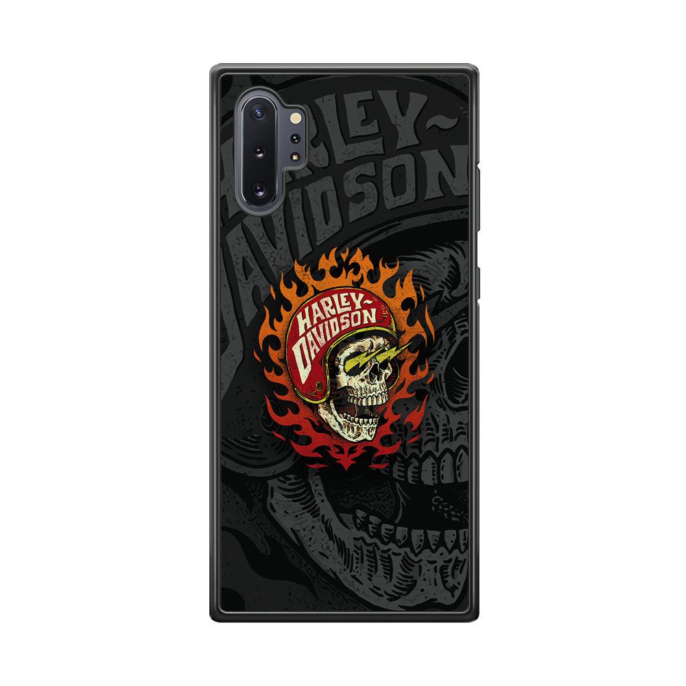 Harley Davidson Flaming Rider Samsung Galaxy Note 10 Plus Case-Rubber Black (2D Case)-Oxvistore
