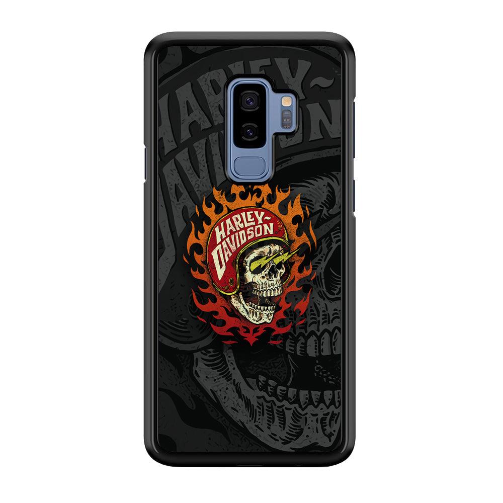 Harley Davidson Flaming Rider Samsung Galaxy S9 Plus Case-Rubber Black (2D Case)-Oxvistore