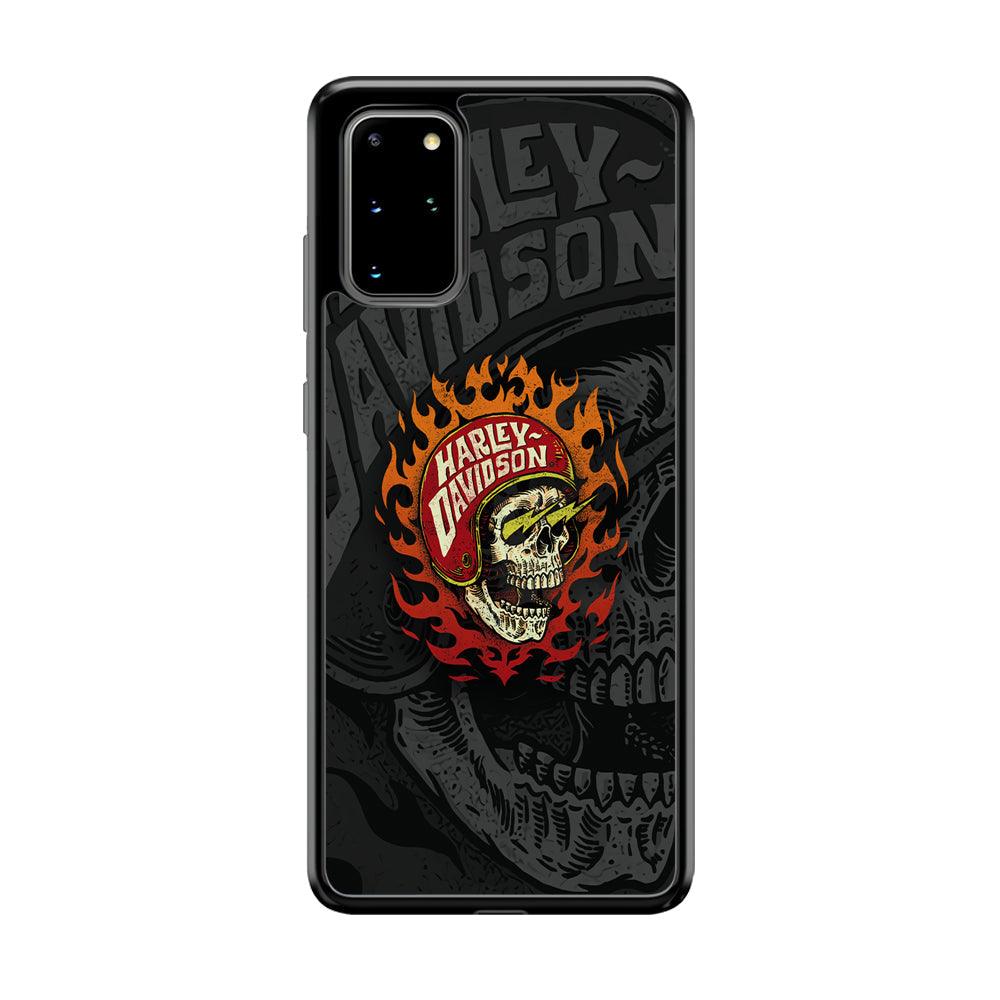 Harley Davidson Flaming Rider Samsung Galaxy S20 Plus Case-Rubber Black (2D Case)-Oxvistore
