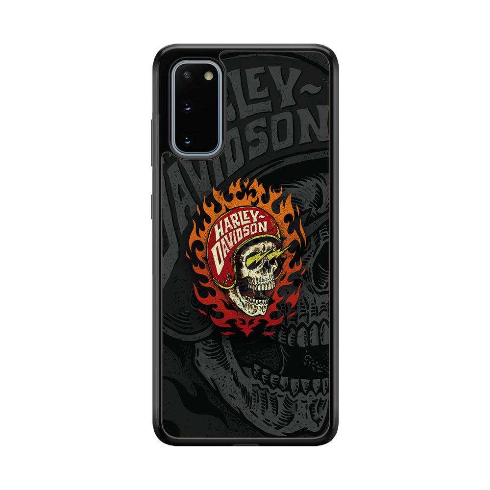 Harley Davidson Flaming Rider Samsung Galaxy S20 Case-Rubber Black (2D Case)-Oxvistore