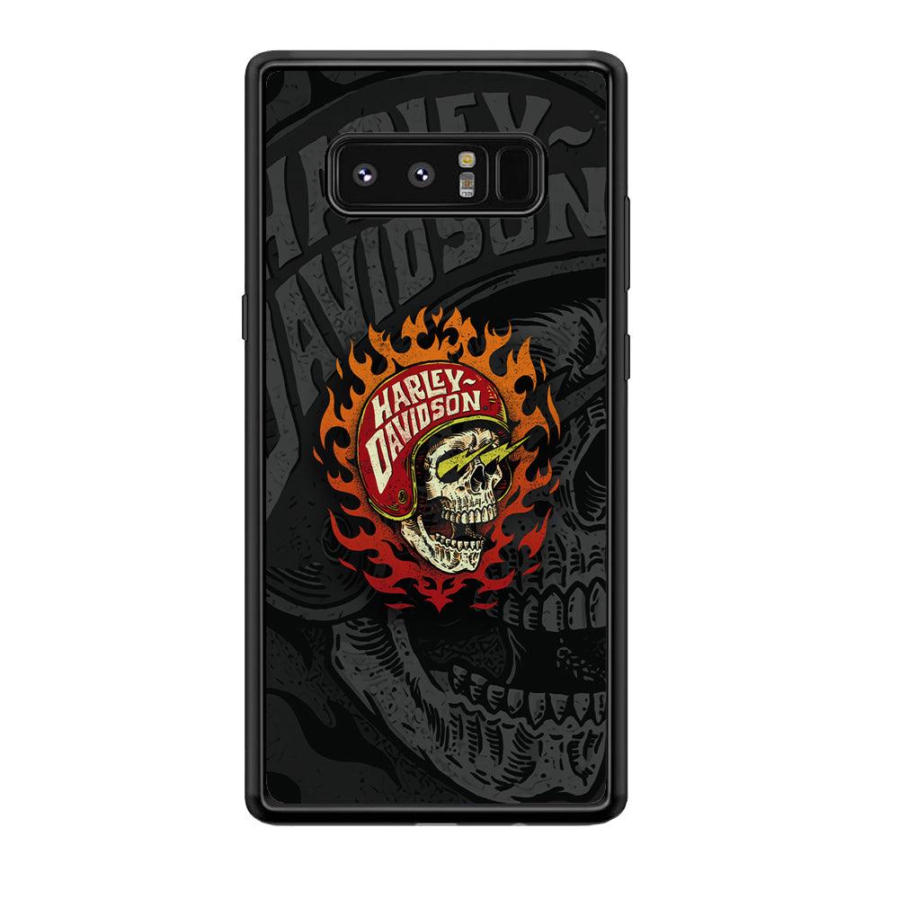 Harley Davidson Flaming Rider Samsung Galaxy Note 8 Case-Rubber Black (2D Case)-Oxvistore