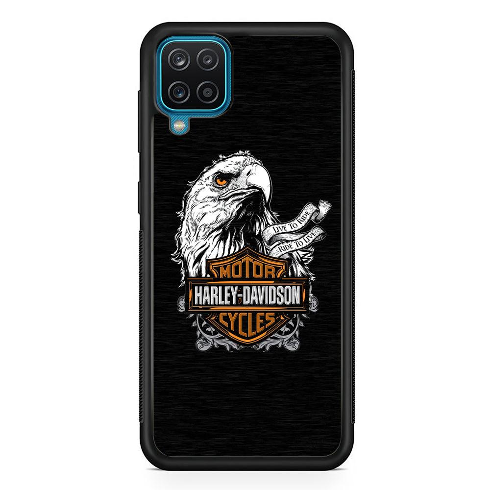 Harley Davidson Live to Ride Samsung Galaxy A12 Case-Rubber Black (2D Case)-Oxvistore