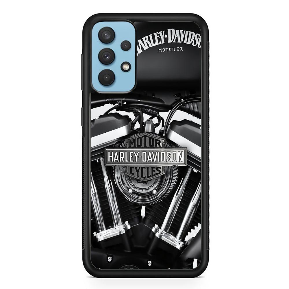 Harley Davidson Muscular Torsion Samsung Galaxy A32 Case-Rubber Black (2D Case)-Oxvistore