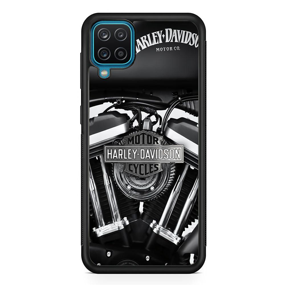 Harley Davidson Muscular Torsion Samsung Galaxy A12 Case-Rubber Black (2D Case)-Oxvistore
