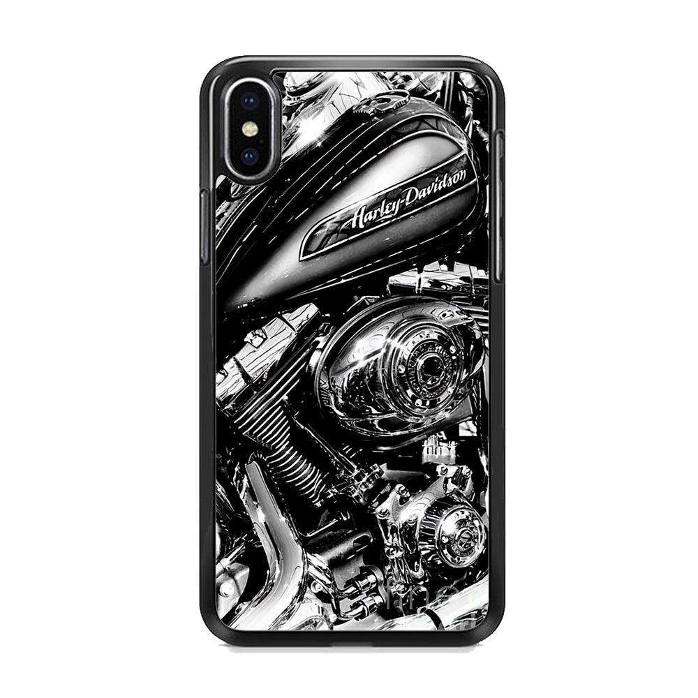 Harley Davidson Platinum Art iPhone XS Case-Rubber Black (2D Case)-Oxvistore