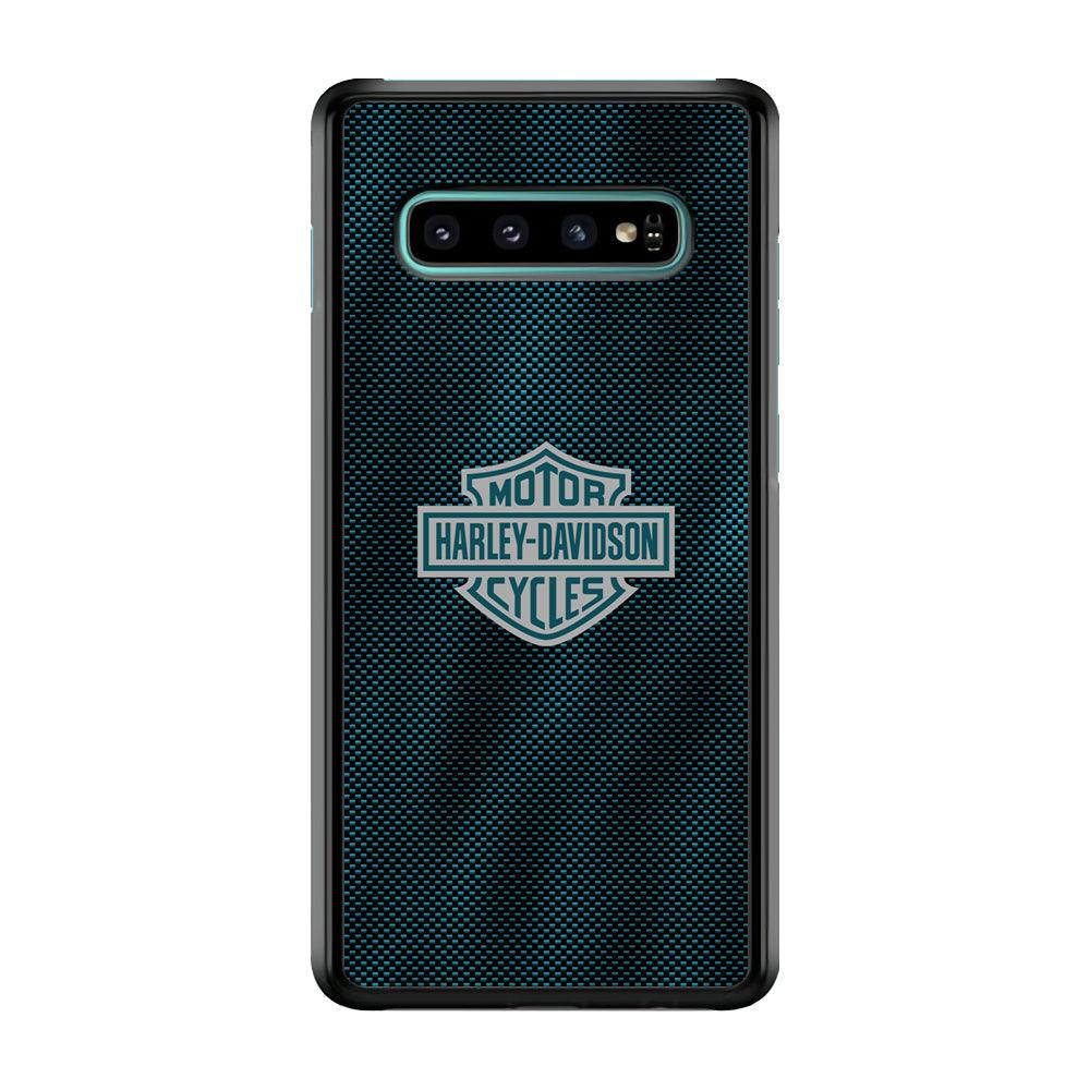 Harley Davidson Shiny Blue Steel Samsung Galaxy S10 Case-Rubber Black (2D Case)-Oxvistore