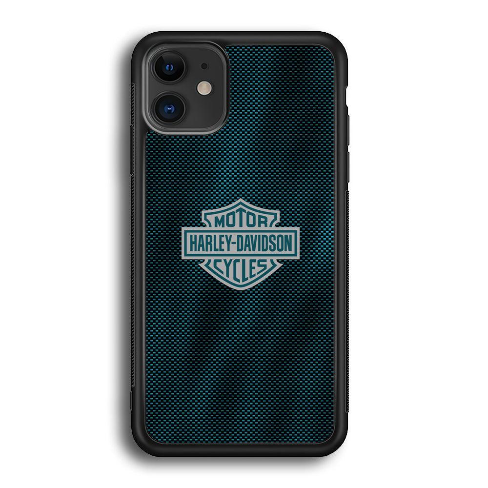 Harley Davidson Shiny Blue Steel iPhone 12 Case-Rubber Black (2D Case)-Oxvistore