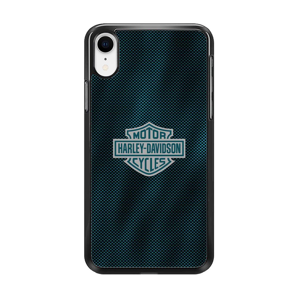 Harley Davidson Shiny Blue Steel iPhone XR Case-Rubber Black (2D Case)-Oxvistore
