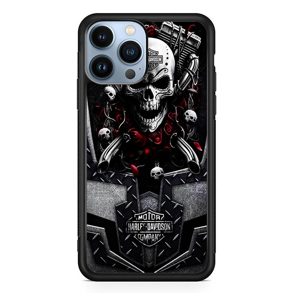 Harley Davidson Skull Art 2D Rubber Phone Case-Black-Oxvistore