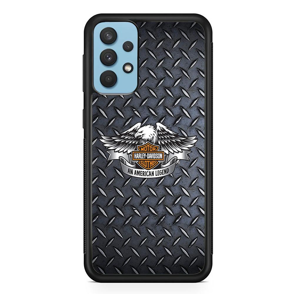 Harley Davidson Steel Texture Samsung Galaxy A32 Case-Rubber Black (2D Case)-Oxvistore