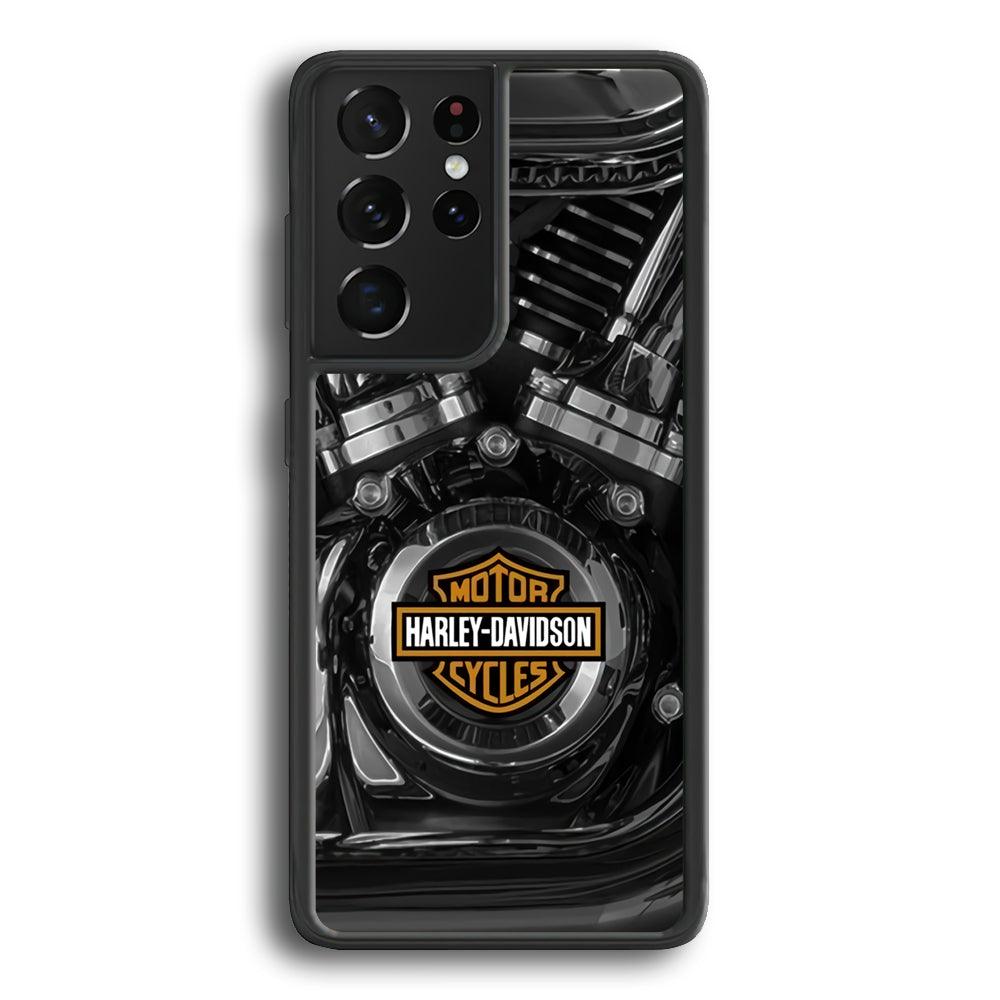 Harley Davidson The Torque Samsung Galaxy S21 Ultra Case-Rubber Black (2D Case)-Oxvistore