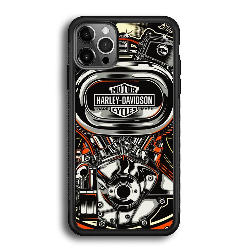 Harley Davidson Top Engine iPhone 12 Pro Case-Rubber Black (2D Case)-Oxvistore
