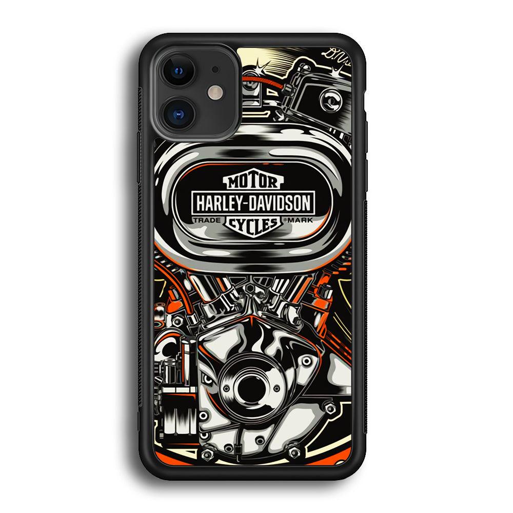 Harley Davidson Top Engine iPhone 12 Case-Rubber Black (2D Case)-Oxvistore