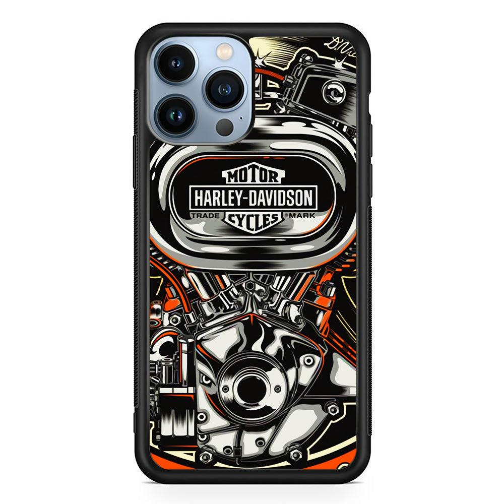 Harley Davidson Top Engine iPhone 14 Pro Case-Rubber Black (2D Case)-Oxvistore