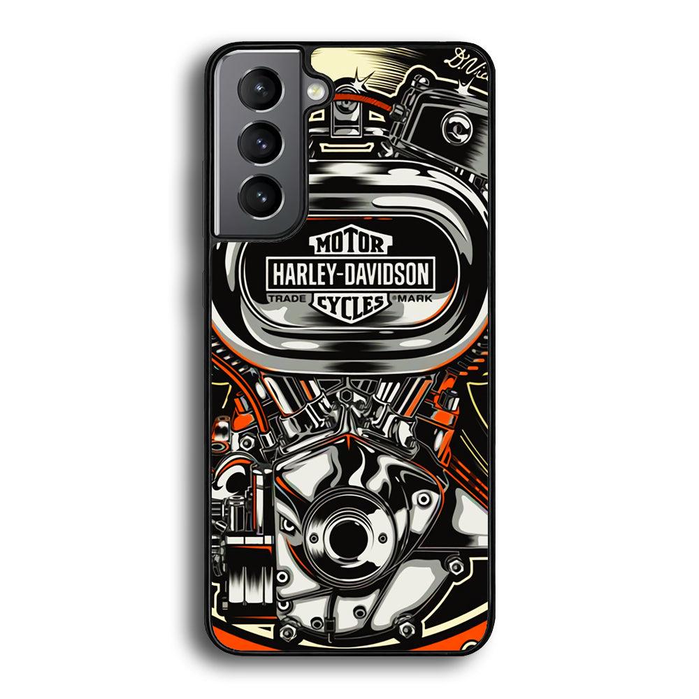 Harley Davidson Top Engine Samsung Galaxy S21 Case-Rubber Black (2D Case)-Oxvistore