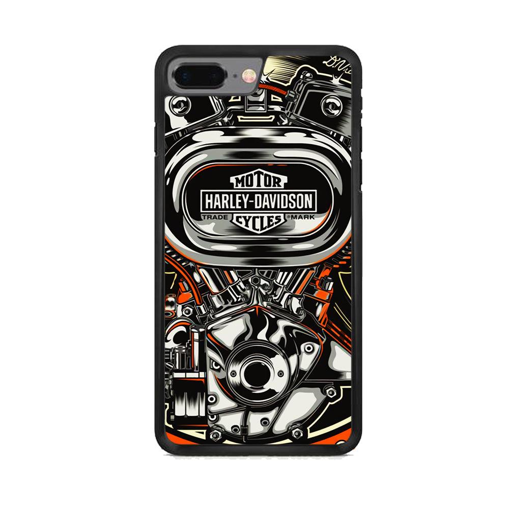 Harley Davidson Top Engine iPhone 8 Plus Case-Rubber Black (2D Case)-Oxvistore