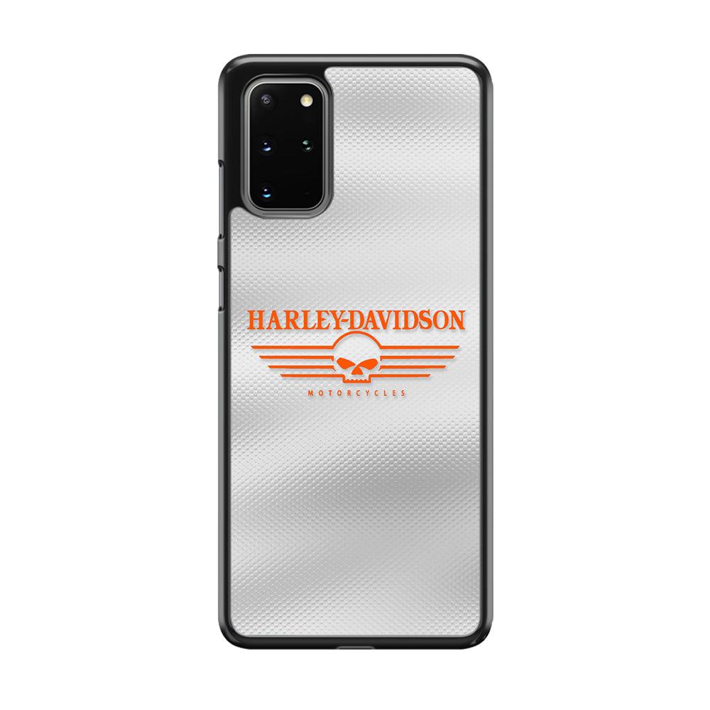 Harley Davidson White Metal Samsung Galaxy S20 Plus Case-Rubber Black (2D Case)-Oxvistore