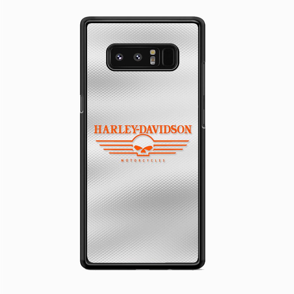 Harley Davidson White Metal Samsung Galaxy Note 8 Case-Rubber Black (2D Case)-Oxvistore